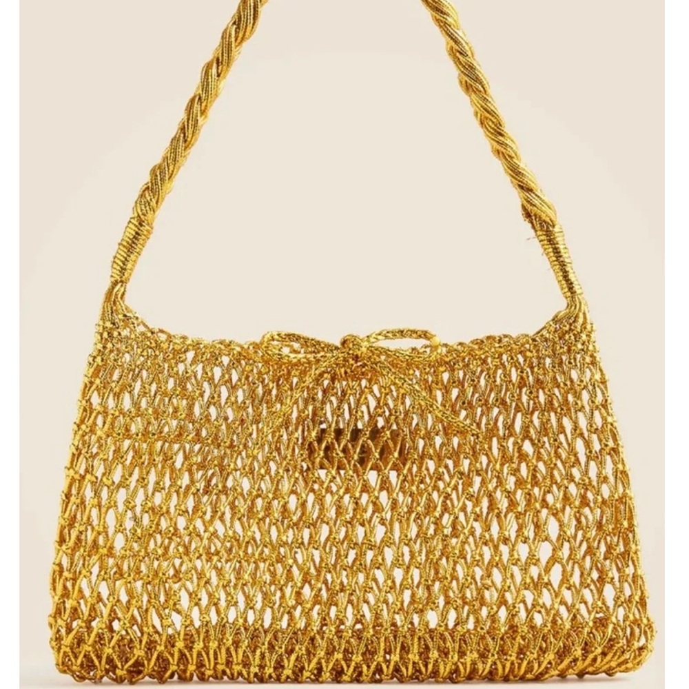 J. Crew Cadiz hand knotted bag gold small